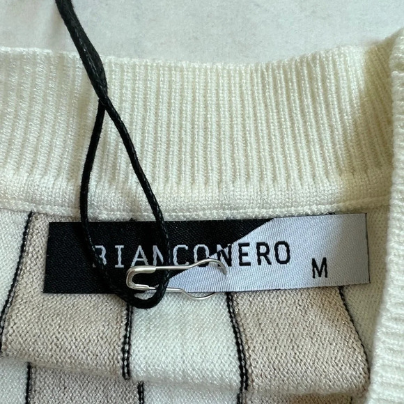 BiancoNero Women's Long Sleeve Button Up Stripped Viscose Blend Cardigan… - Picture 6 of 9